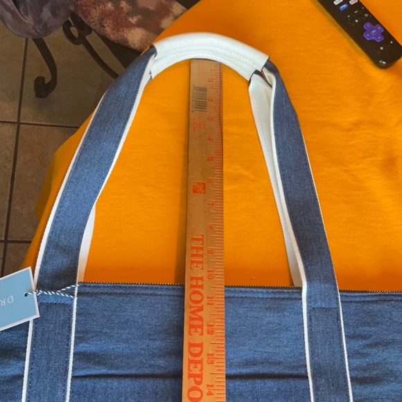 Draper James Savannah Blue Denim and White Weekender Zippered Tote, NWT - Picture 6 of 16